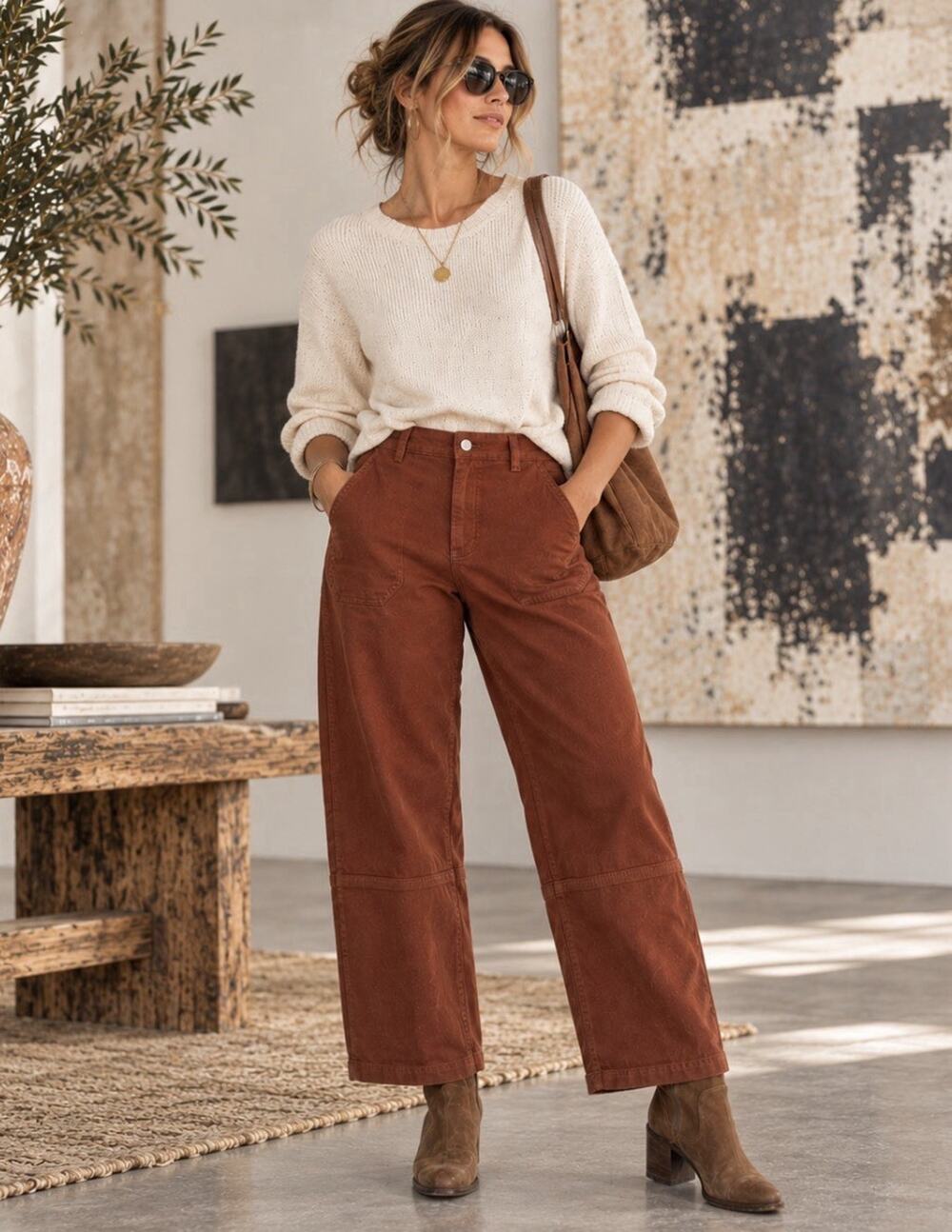 Everlane Utility Barrel Pants Women’s 10 Rust Brown High Rise Cotton Ankle